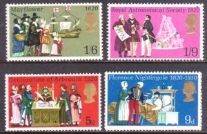 GREAT BRITAIN - 1970 ANNIVERSARIES SG#819-823 5V - MINT NH