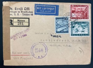 1946 Matzen Austria Censored Airmail Cover To Battlecreek MI USA