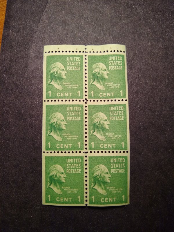 US #804b booklet pane of 6. MNH VF