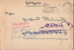 Germany Soldier's Free Mail 1944 Braunschweig Fieldpost to Fedpost No. 06374D...