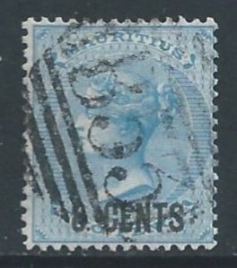 Mauritius #52 Used 2p Queen Victoria Surcharged 8 Cents