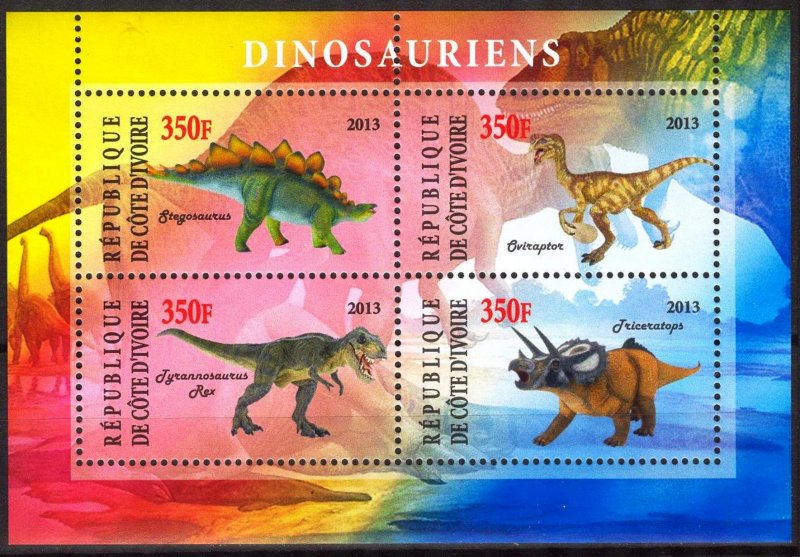 Ivory Coast 2013 Dinosaurs (1) MNH Cinderella !