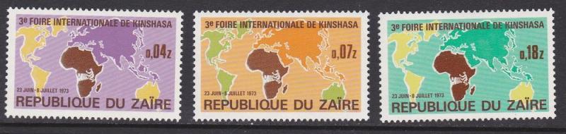 Zaire # 793-795, Kinshoso Int'l Fair, Maps, NH, Half Cat