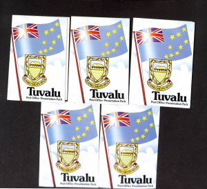 Tuvalu Post Office Presentation Packs, 5 Different, 161-182a, 1982 Mint NH