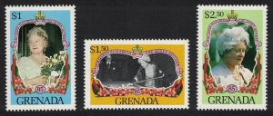 Grenada Queen Elizabeth the Queen Mother 3v 1985 MNH SC#1298-1300 SG#1426-1428