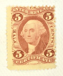 US REVENUE STAMP SCOTT #R24c 5C CERTIFICATE PERF MNH NG, 1862-71