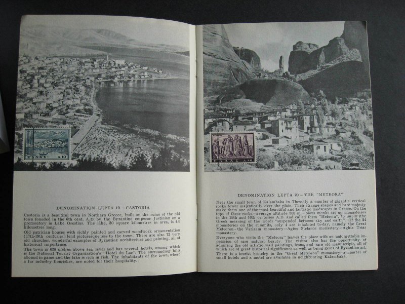 Greece tourist book Olympic Airways with obliterated Sc 691-707 on the pages