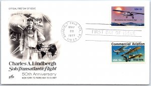 U.S. FIRST DAY COVER CHARLES A. LINDBERGH SOLO TRANSATLANTIC FLIGHT 1927 COMBO