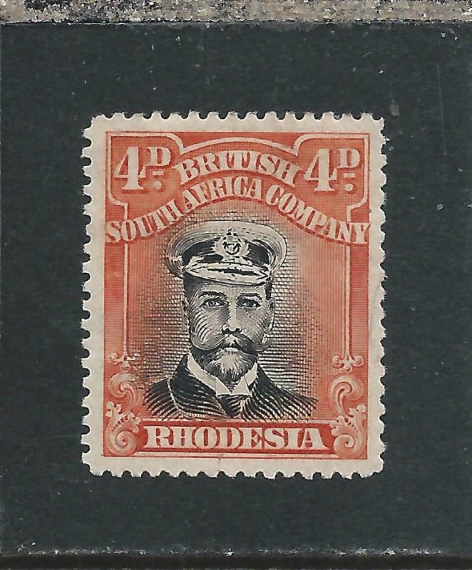 RHODESIA 1913-19 4d BLACK & ORANGE-RED DIE 3 MM SG 261 CAT £28