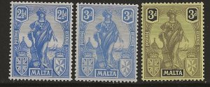 Malta 104-06  1926  set 3  fvf mint  hinged