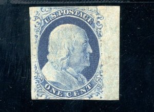 Scott 9 OG MLH FVF US 1851 Franklin Imperforate +Cert SCV $725+