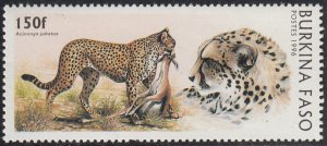 Burkina Faso 1996 MNH Sc #1080 150fr Cheetah with prey