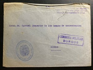 1938 Orduña Spain POW Camp Cover to Concentration KZ Camp Inspector Burgos