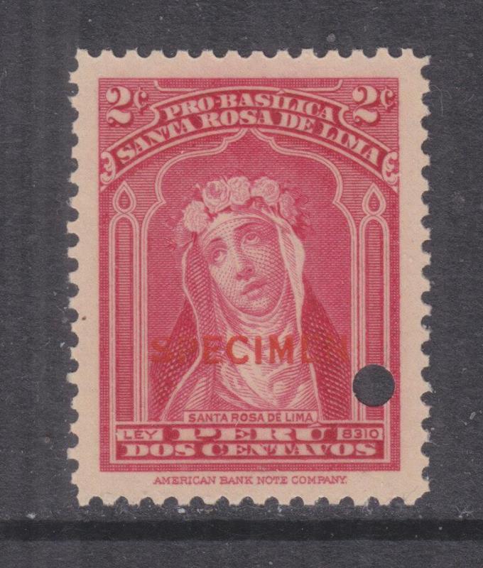 PERU, Obligatory Tax, 2c., ABN Punched Proof, SPECIMEN in Red, mnh