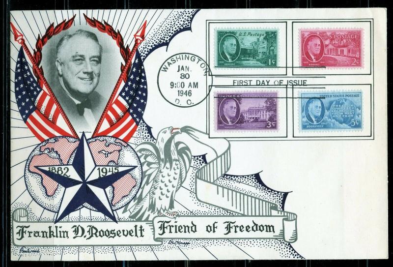 UNITED STATES 1946 FRANKLIN D. ROOSEVELT COMBO JUMBO FLEETWOOD  FIRST DAY COVER