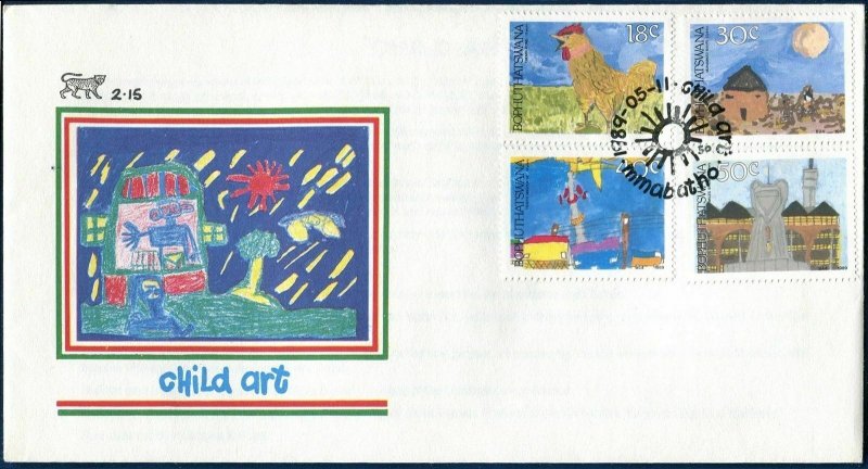 SA-Bophuthatswana 224-227, FDC. Michel 218-221. Children's Art, 1989.