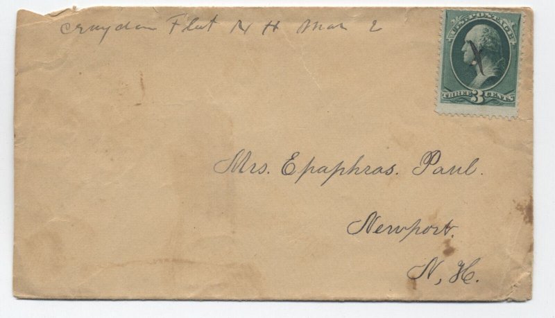 1870s Croydon Flat NH manuscript postmark 3ct banknote cover [H.4350]