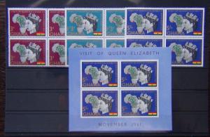 Ghana 1961 Royal Visit set in MNH Blocks x 4 plus Miniature Sheet