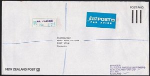 NEW ZEALAND 1991 Official NZ Post registered cover to Vanuatu..............B1882