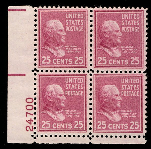US #829 PLATE BLOCK, SUPERB mint never hinged, a select mint plate block,  WO...