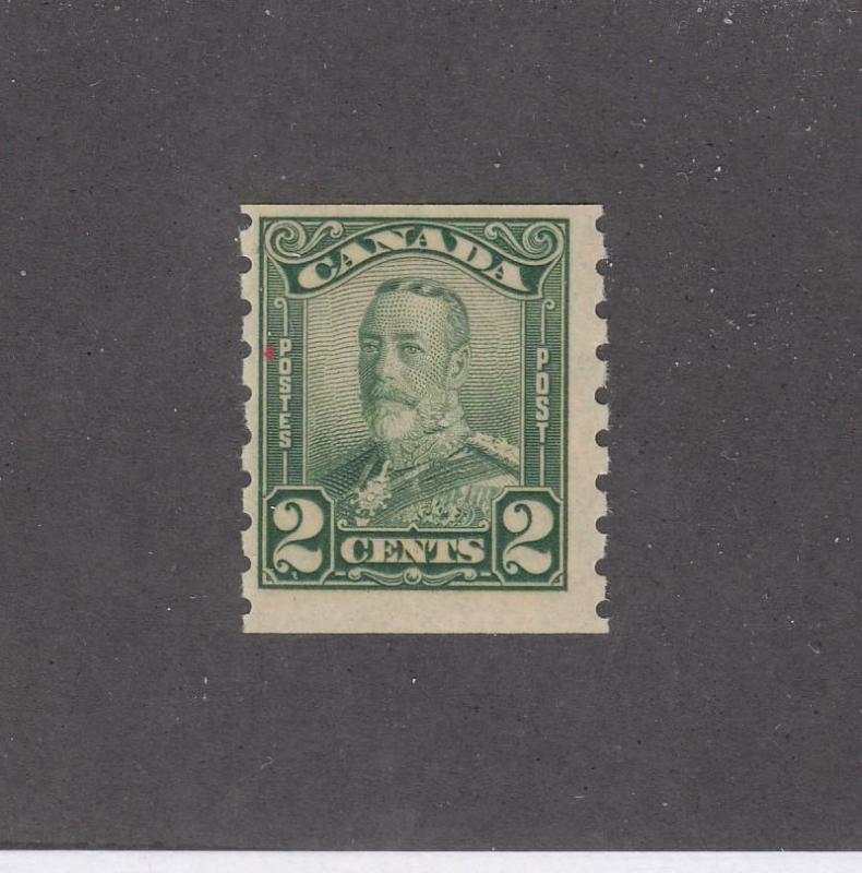 CANADA (MK1083) # 161  FVF-MNH  2cts  KGV SCROLL COIL /GREEN CAT VALUE $60