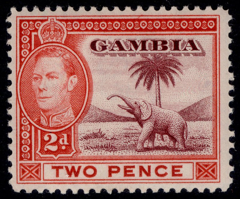 GAMBIA GVI SG153a, 2d lake & scarlet, M MINT.