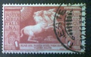 Stamps, Italy, Scott #C97, used(o), 1937, Augustus, Apollo's Steeds, 80cts