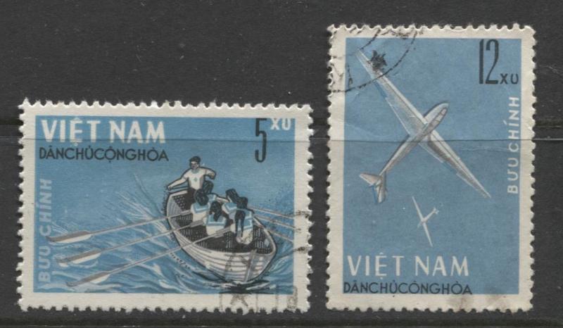 Dem.Rep.Viet Nam - Scott 320 & 322-Defence Games -1964 -FU- 5xu & 12xu Stamp