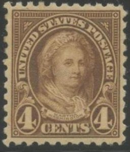 US Sc#585 1923-26 4c Martha Wash. Rotary Printing Perf 10 VF Centered OG MNH