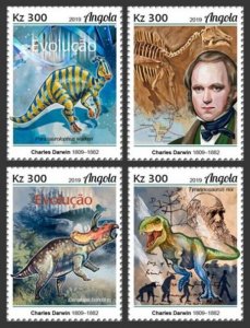 Angola - 2019 Charles Darwin & Dinosaurs - Set of 4 Stamps - ANG190124a