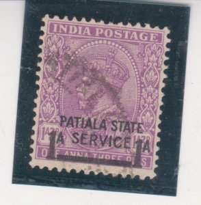 India-Patiala State Scott #O58 1a on 1a3p King George V Official OP (1939) Used