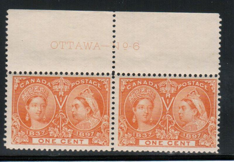 Canada #51 Mint Never Hinged Plate #6 Imprint Pair