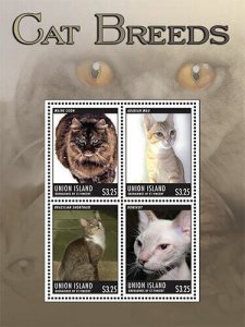 Union Island 2013 - Cat Breeds Sheet of 4 Stamps (#2) MNH