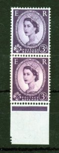 3d MULTIPLE CROWNS WILDING UNMOUNTED MINT PAIR + PAPER JOIN PRINTING ERROR