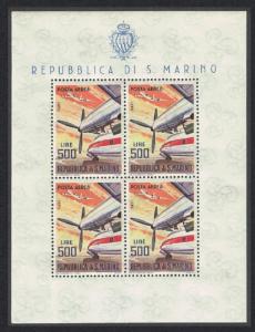 San Marino Rolls Royce Dart 527 Turboprop engine Aircraft Sheetlet of 4 SG#741