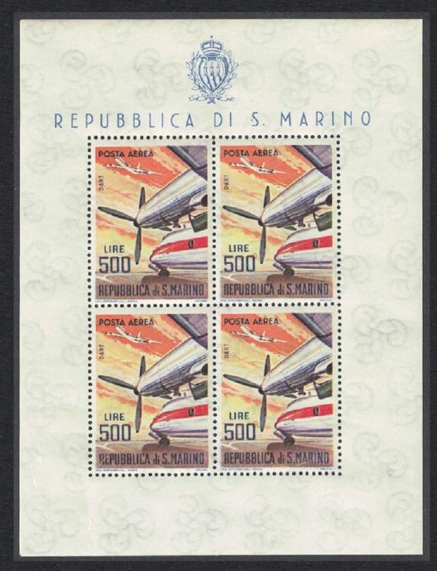 San Marino Rolls Royce Dart 527 Turboprop engine Aircraft Sheetlet of 4 SG#741