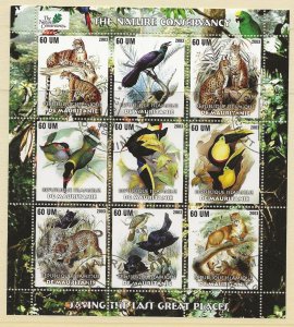 Thematic stamps Birds-animals Mauritania    Nature Conservation sheet of 9 used