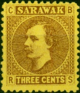 Sarawak 1871 3c Brown-Yellow SG2 Fine Unused