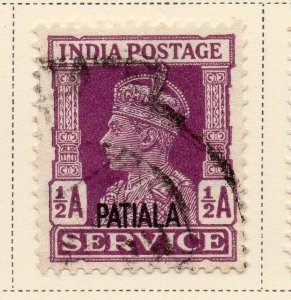 Indian States Patiala 1940-45 Early Issue Fine Used 1/2a. Optd 084687