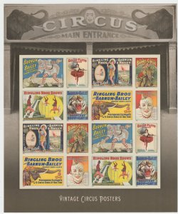 ​USA #4898b-4905b Vintage Circus Posters Imperforated  forever sheet of 16  MNH