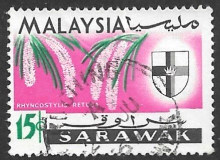 SARAWAK 1965 15c Flowers Issue Sc 233 VFU