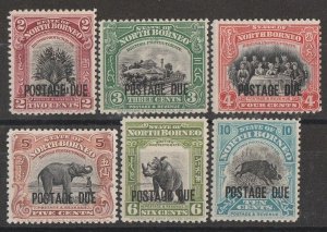 NORTH BORNEO 1918 'POSTAGE DUE' on 2c, 3c, 4c, 5c, 6c & 10c perf 12½.