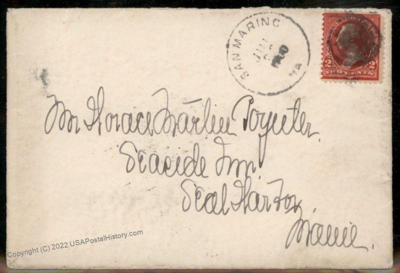 Virginia 1900 San Marino VA Cancel DPO Helbock R5 Cover Safe Harbor ME 92340