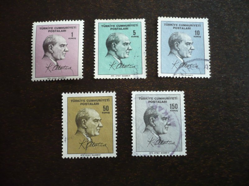 Stamps - Turkey - Scott# 1689-1693- Used & Mint Hinged Set of 5 Stamps