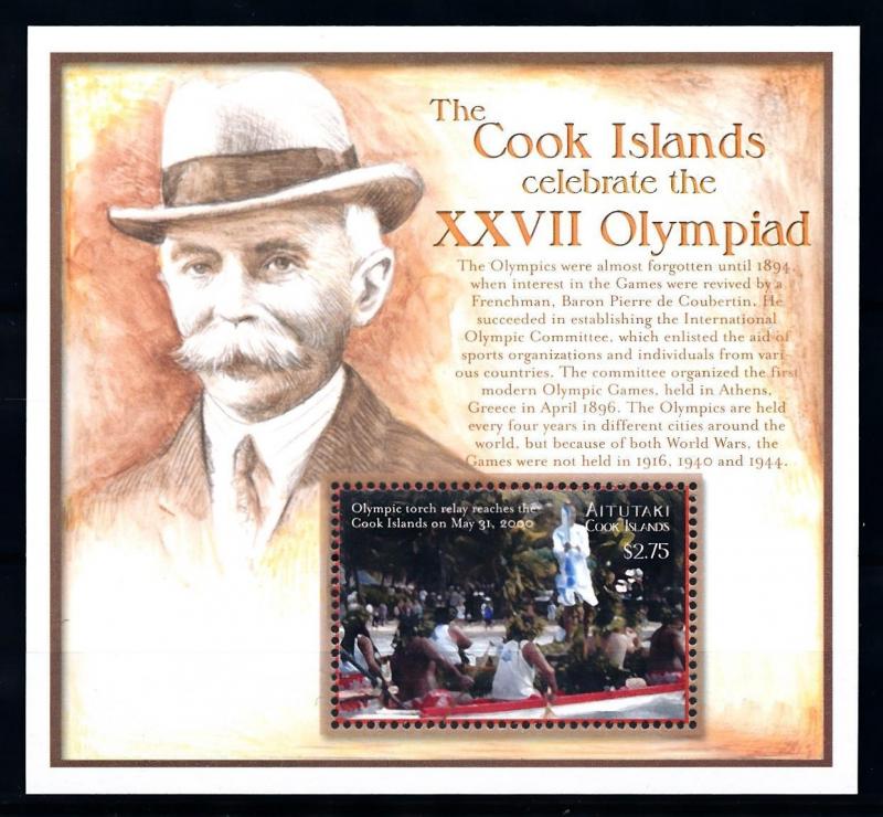 [92377] Aitutaki Cook Isl. 2000 Olympic Games Sydney Torch Relay Sheet MNH