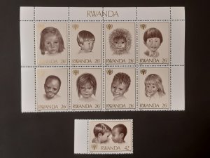 Rwanda 1979 International Year of the Child ** MNH Full set in sheet