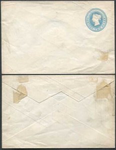EP6db QV 2d Light Blue Post Office Envelope on Silk Thread 2 Paper Mint