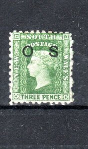 Australia - New South Wales 1882-85 3d QV Official OS opt SG 334 MH