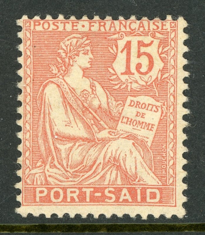 Egypt - Port Said 1902 French Colony 15¢ Pale Red SG #128 Mint E8