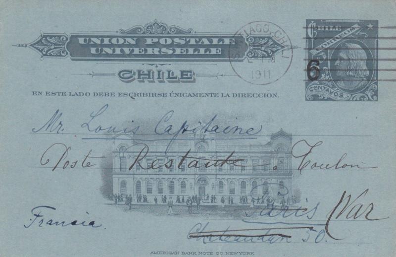 Chile 2 Used Postal Cards 1910 & 1911